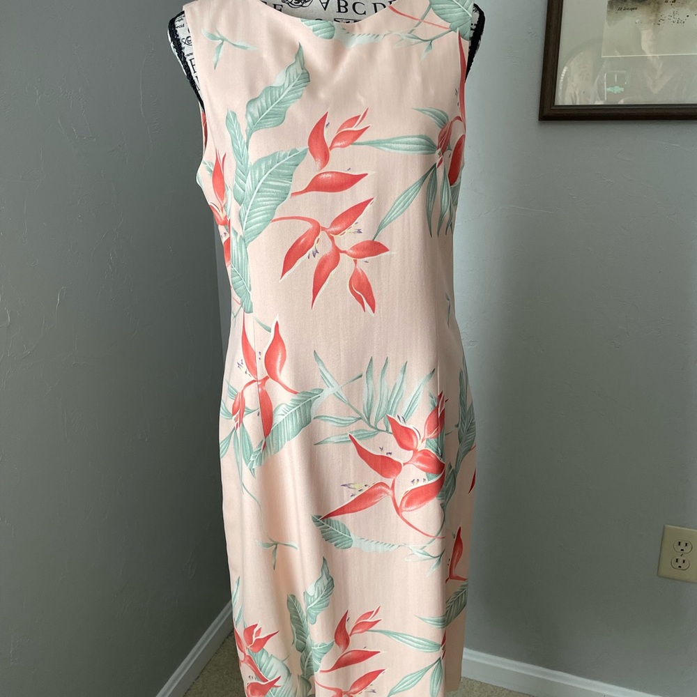 Tommy Bahama Peach and Green Floral Midi Dress